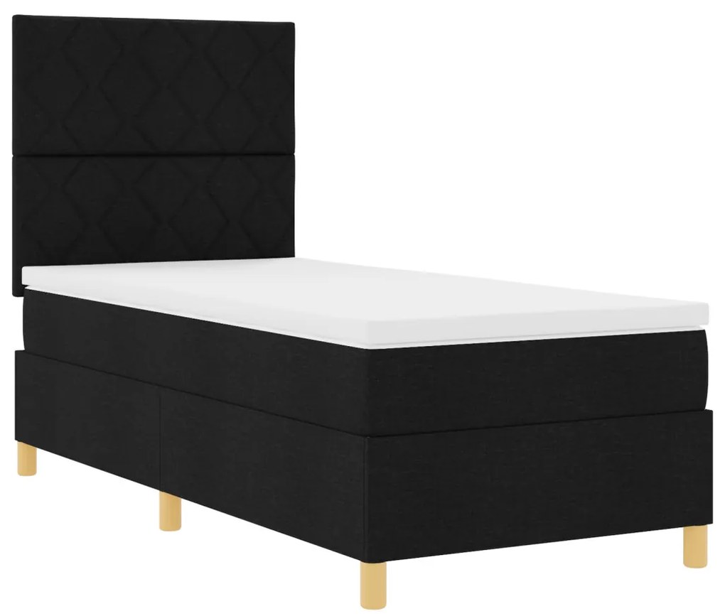 Boxspring Ágy Matrac Fekete Egyszemélyes Szövet
