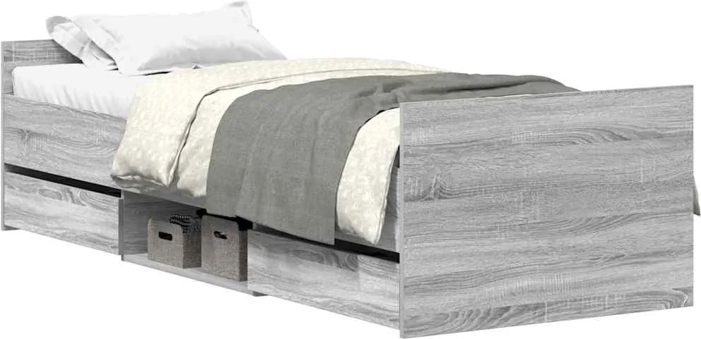 vidaXL szürke sonoma ágykeret fej- és lábtámlával 75 x 200 cm
