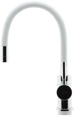 FERRO - Mosogató csap rugalmas karral fényezett króm/fehér