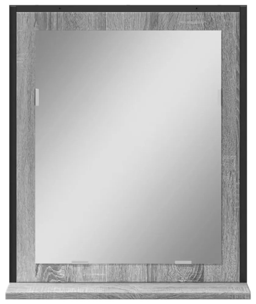szürke sonoma szerelt fa fürdőszobai tükör polccal 50x12x60 cm