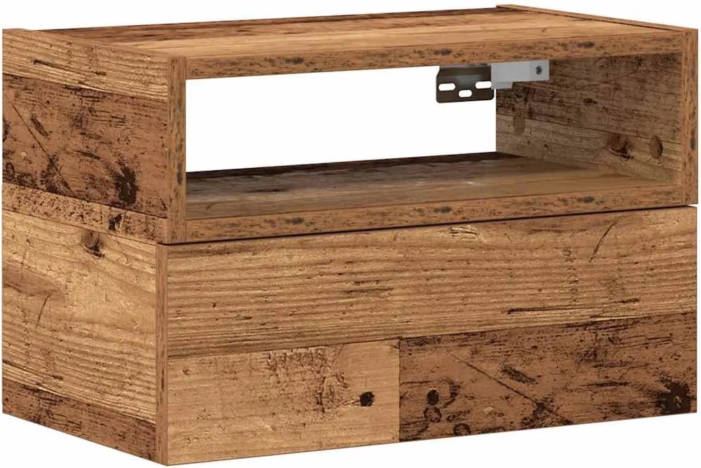 vidaXL antik fa színű falra szerelhető éjjeliszekrény 45x26x28,5 cm