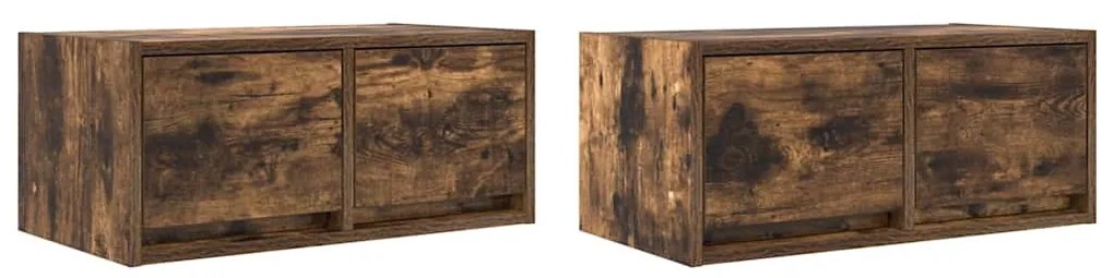 2 db füstös tölgy színű szerelt fa TV-szekrény 60x31x25,5 cm