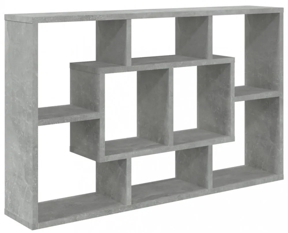 betonszürke szerelt fa fali polc 85 x 16 x 52,5 cm