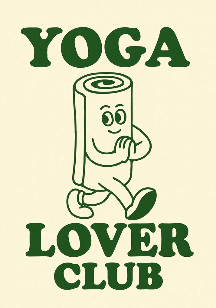 Poszter Yoga Lover Club retro dekoráció a jóga szerelmeseinek A4 21x30 cm