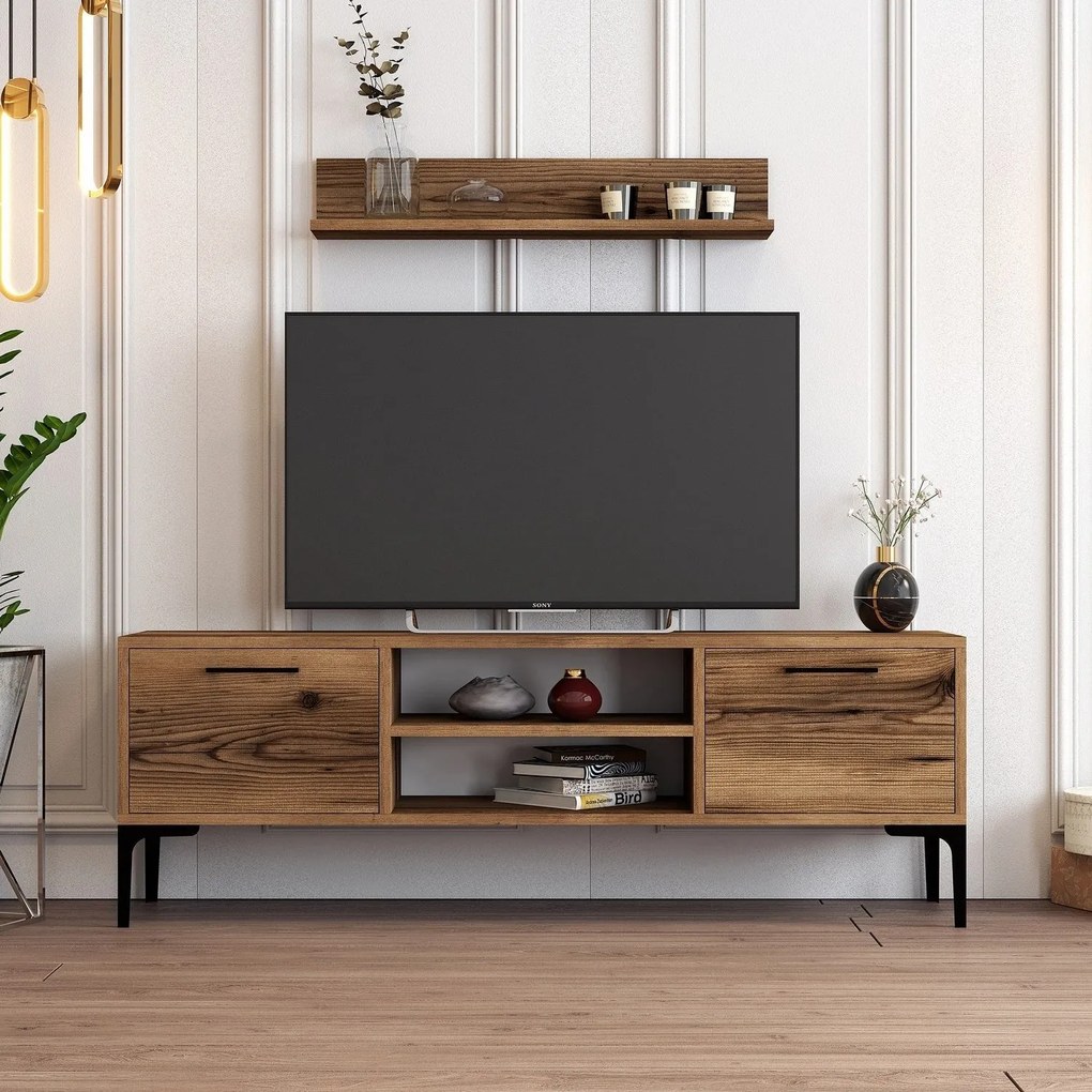 TV szekrény "RIGA" 140x48x30cm, diófa színű
