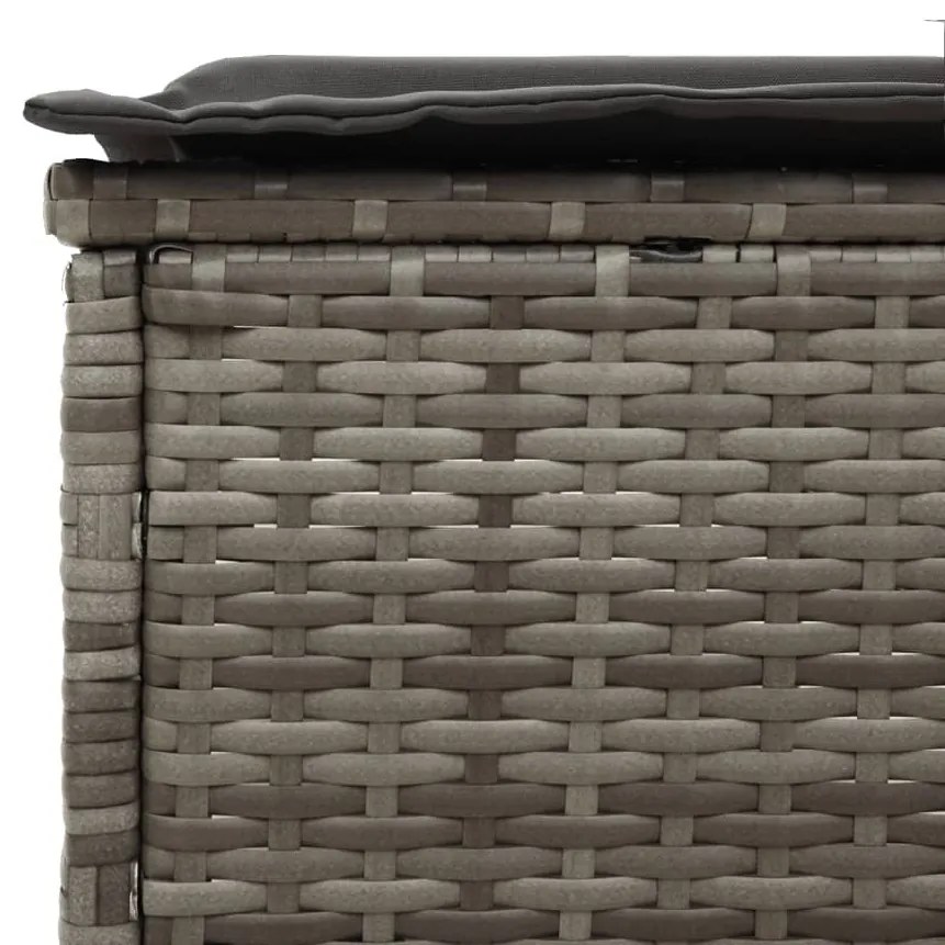 szürke polyrattan napozóágy asztallal és párnával