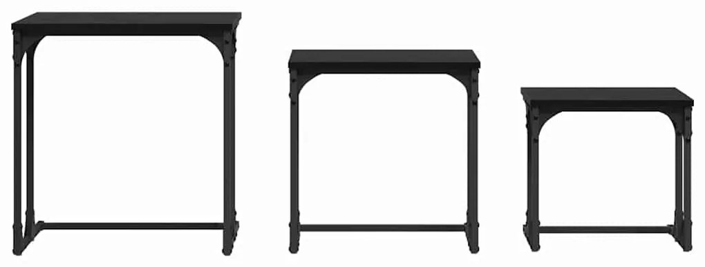 Fészkelt Kávézó Asztal 3 pcs Musta tammi 50.5 x 35 x 53 cm