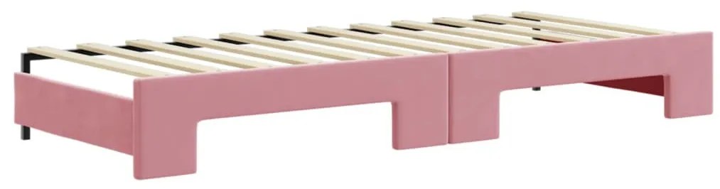 rózsaszín kihúzható bársony heverő fiókkal 80 x 200 cm