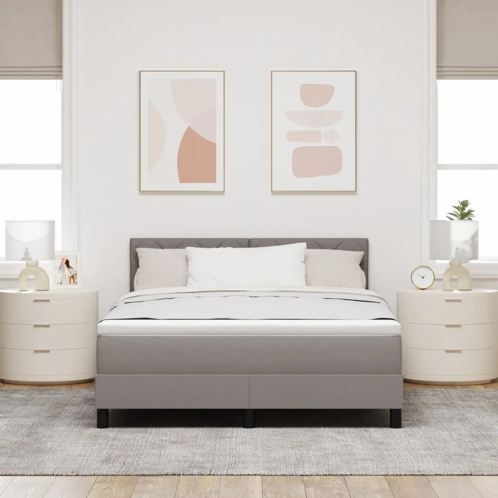 Boxspring Ágy Matrac Fappal 140x200 cm Taupe