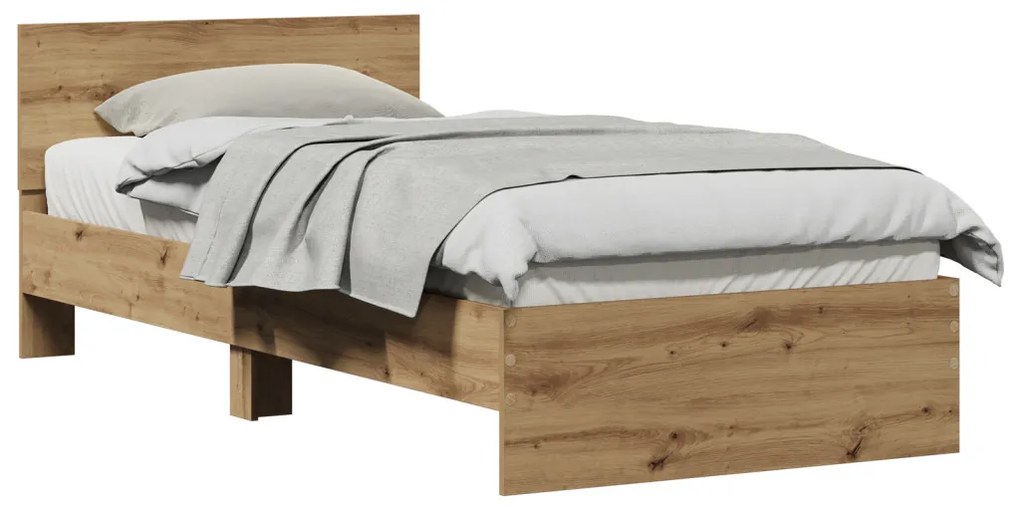 Ágykeret matrac és fejtámla nélkül, Kézműves tölgy 90x200 cm