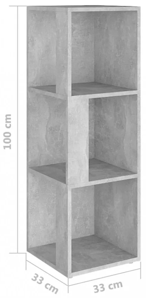 betonszürke szerelt fa sarokszekrény 33 x 33 x 100 cm