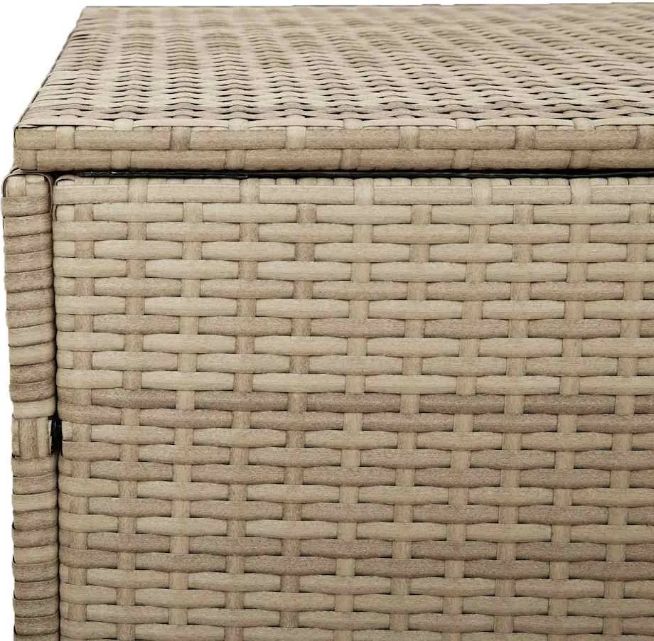 Bézs Színű Polyrattan Kerti Tárolóláda 110 X 50 X 58 Cm