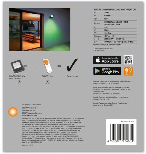 Ledvance - LED RGBW Reflektor SMART + FLOOD LED/10W/230V IP65 Wi-Fi