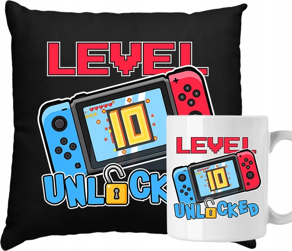 Bögre Születésnapi Párna Level 10 Unlocked Gyerek Szett