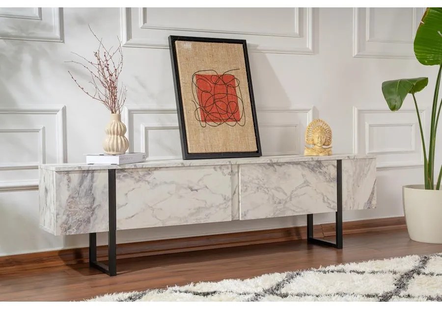 TV szekrény Serenity - Fressia Marble, Fekete
