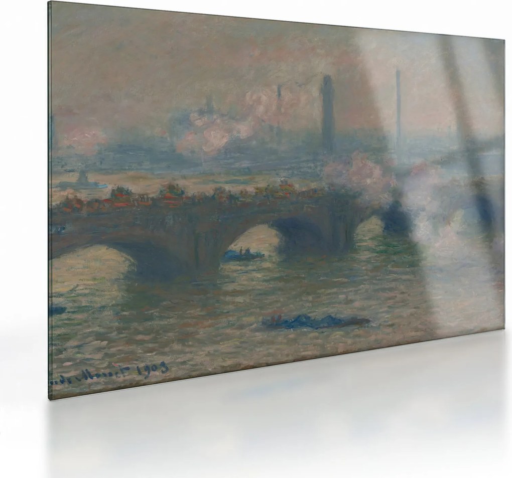 Üveg kép - Claude Monet, Waterloo Bridge, Gray Day, reprodukciók (70x50 cm)