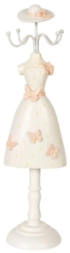 CLEEF.64473 Ékszertartó baba barackvirág színű pillangós, 9x8x34cm, műanyag