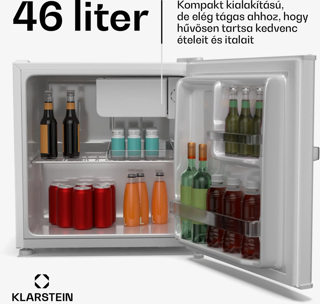Klarstein Irene Mini hűtőszekrény, Retro, 46L, 37 dB zajszint, EEK D, 0-10 °C