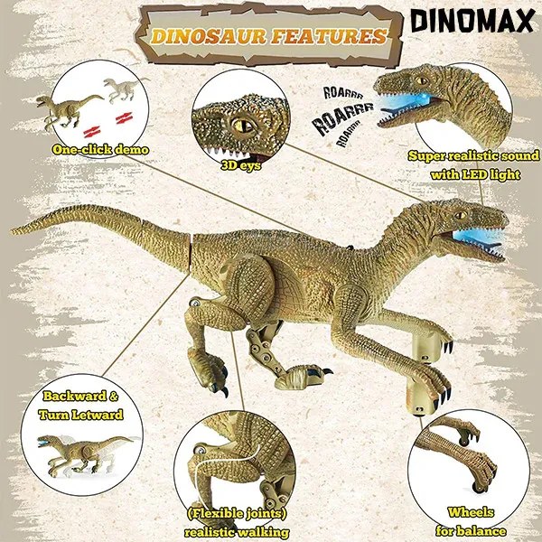 Velociraptor Távirányítós Játék Dínó Élethű hanghatásokkal – RC Dinoszaurusz