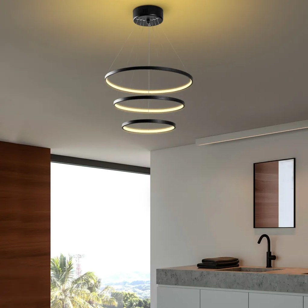 Simit 13697 fekete fém LED függőlámpa, 50 x 50 cm