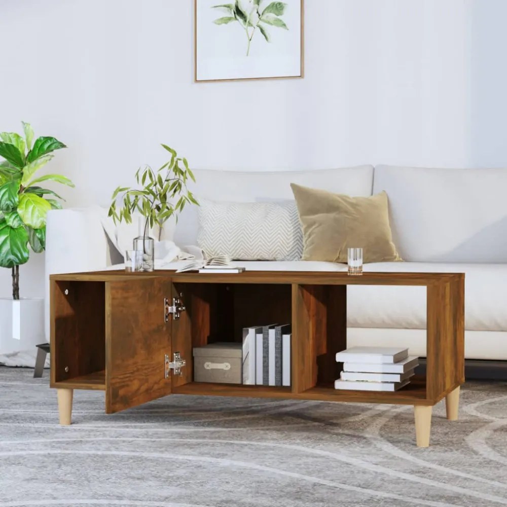 füstös tölgy színű szerelt fa dohányzóasztal 102 x 50 x 40 cm