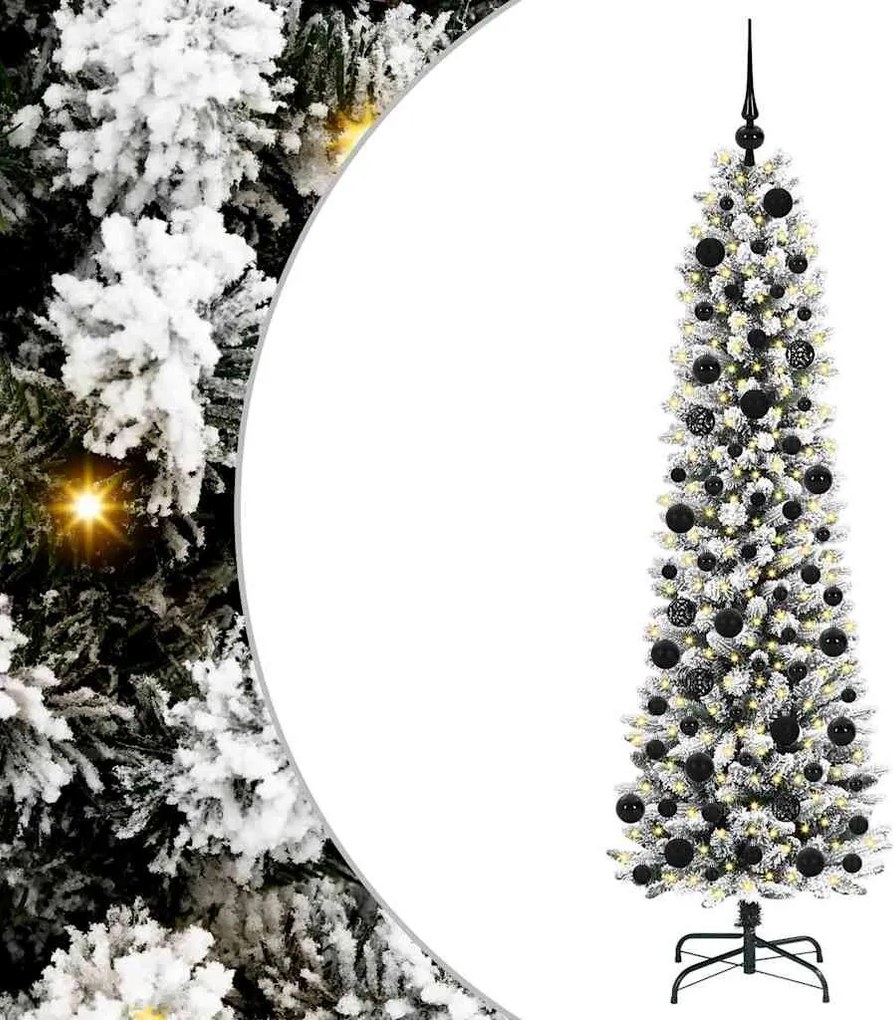 vidaXL Mű karácsonyfa 300 LED-del Fehér 180 cm PVC és Fém és Műanyag
