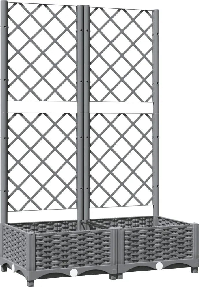 vidaXL világosszürke PP rácsos kerti ültetőláda 80 x 40 x 121,5 cm