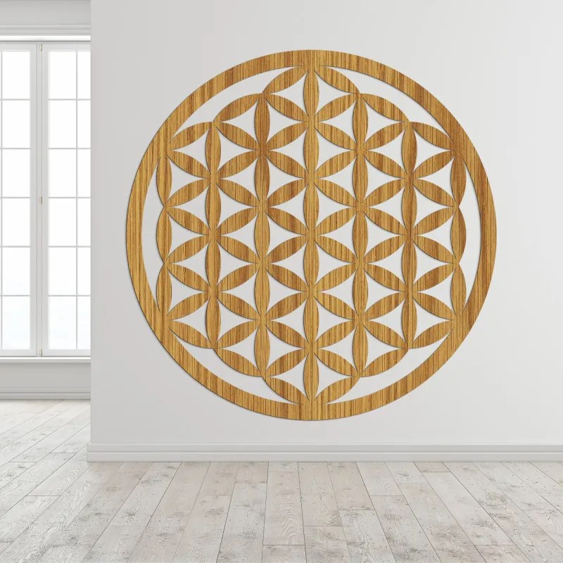 Elegáns, faragott fa mandala falra - FLORUM