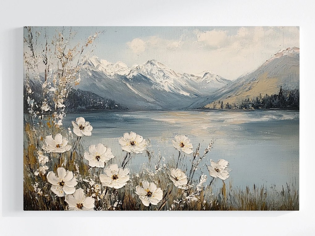 Vászonkép Canvas Tájkép Hegyek Tátra Tó Völgy Virágok 60x40