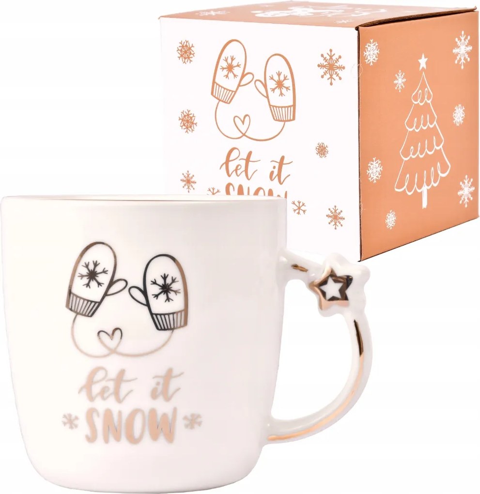 Karácsonyi bögre 360 ml fehér Kesztyűk