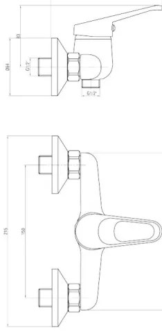 Deante Lobo, fali zuhanycsaptelep 150mm, króm, BYU_040M