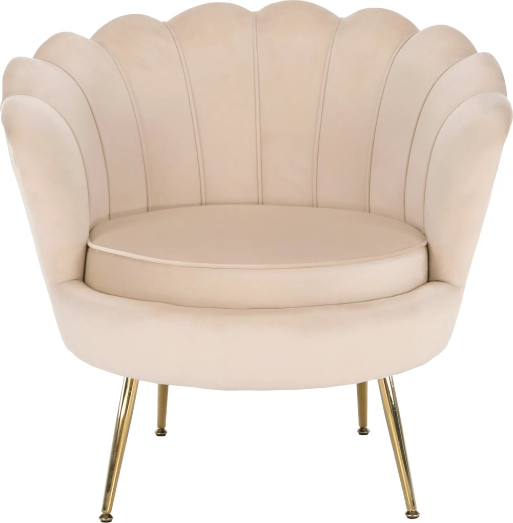 Fotel Art-deco stílusban, bézs Velvet anyag/gold chróm-arany, NOBLIN