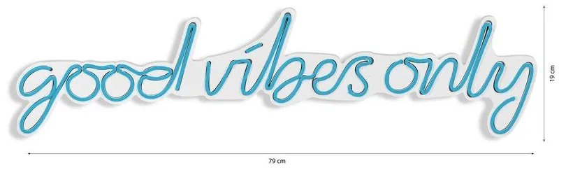 Műanyag LED-es fali dekoráció, Good Vibes Only - Blue