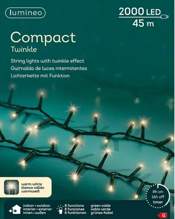 2000 led kültéri/beltéri lámpa programozóval meleg fehér 45m