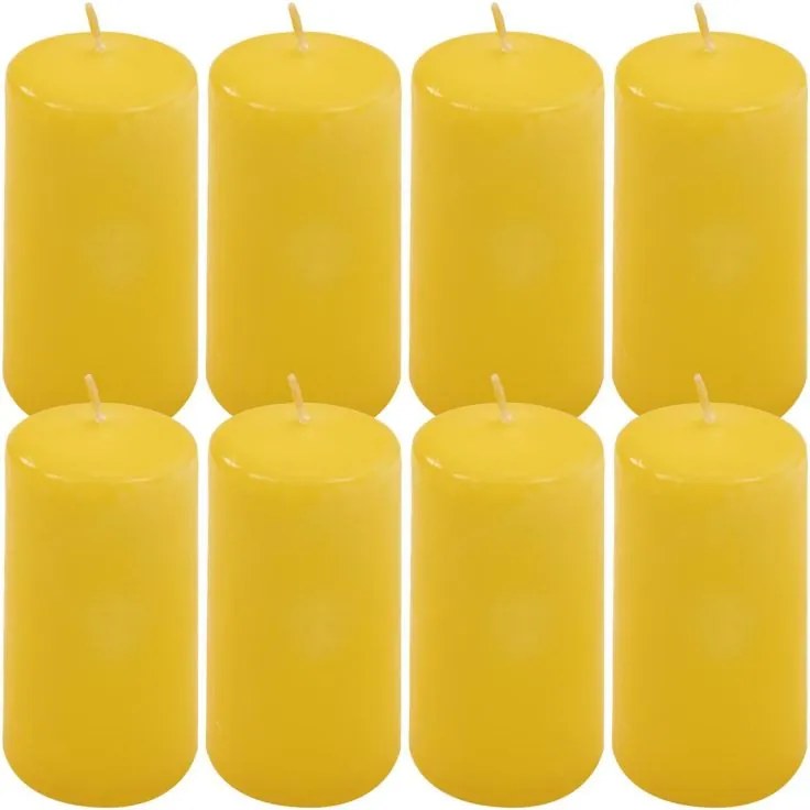 Gyertya készlet 10 cm Ø 5 cm 8 db sárga