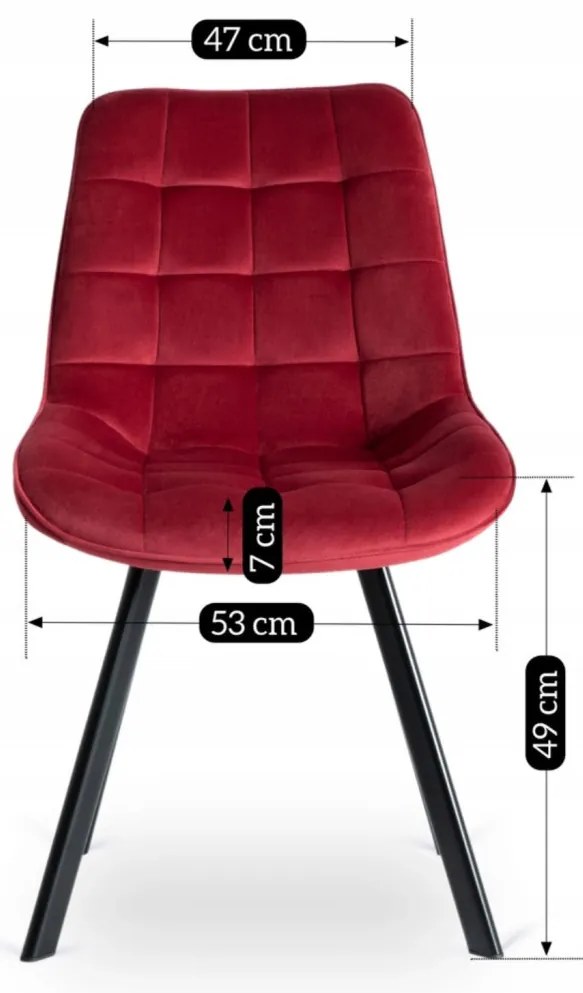 Krzesło RICK Bordowe Welurowe
