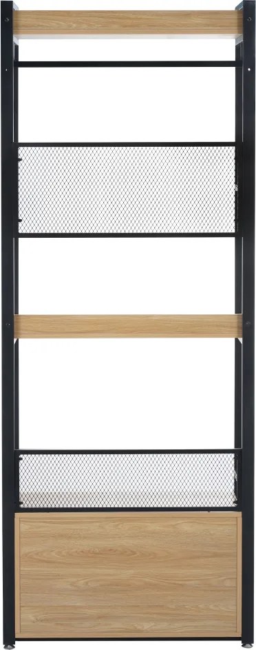 Polcállvány fiókokkal, tölgy/fekete, KILOS NEW TYP 1