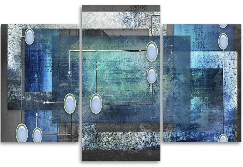 Gario Vászonkép Kék absztrakció - 3 részes Méret: 150 x 100 cm