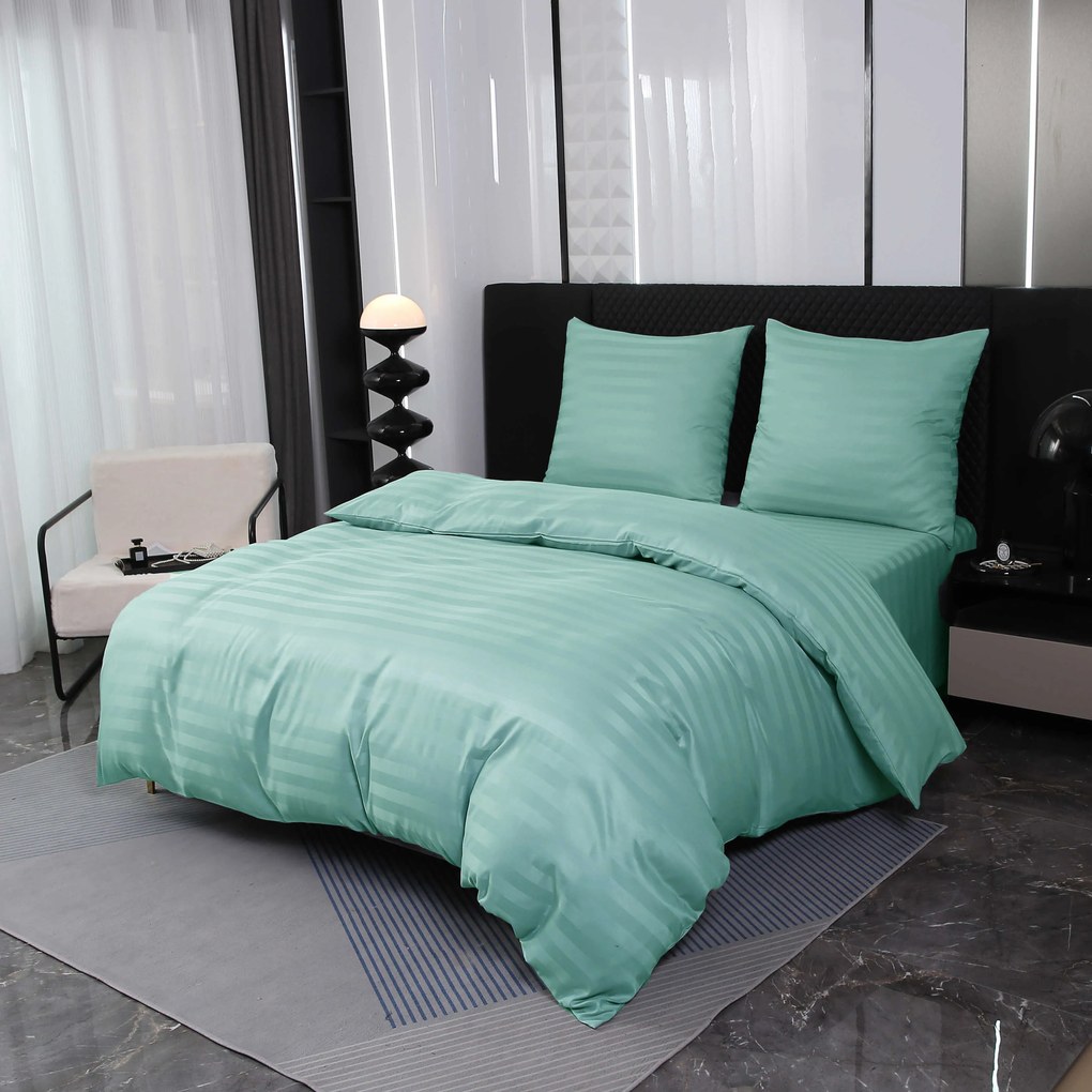 Hotel ágynemű mikroszálas JASMINE mentol - 2 cm-es csík, hotelszélű kialakítás Ágyneműhuzat mérete: 2 db 70 x 90 cm | 200 x 220 cm
