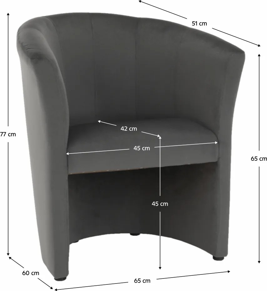 Klub fotel, szürke anyag, CUBA