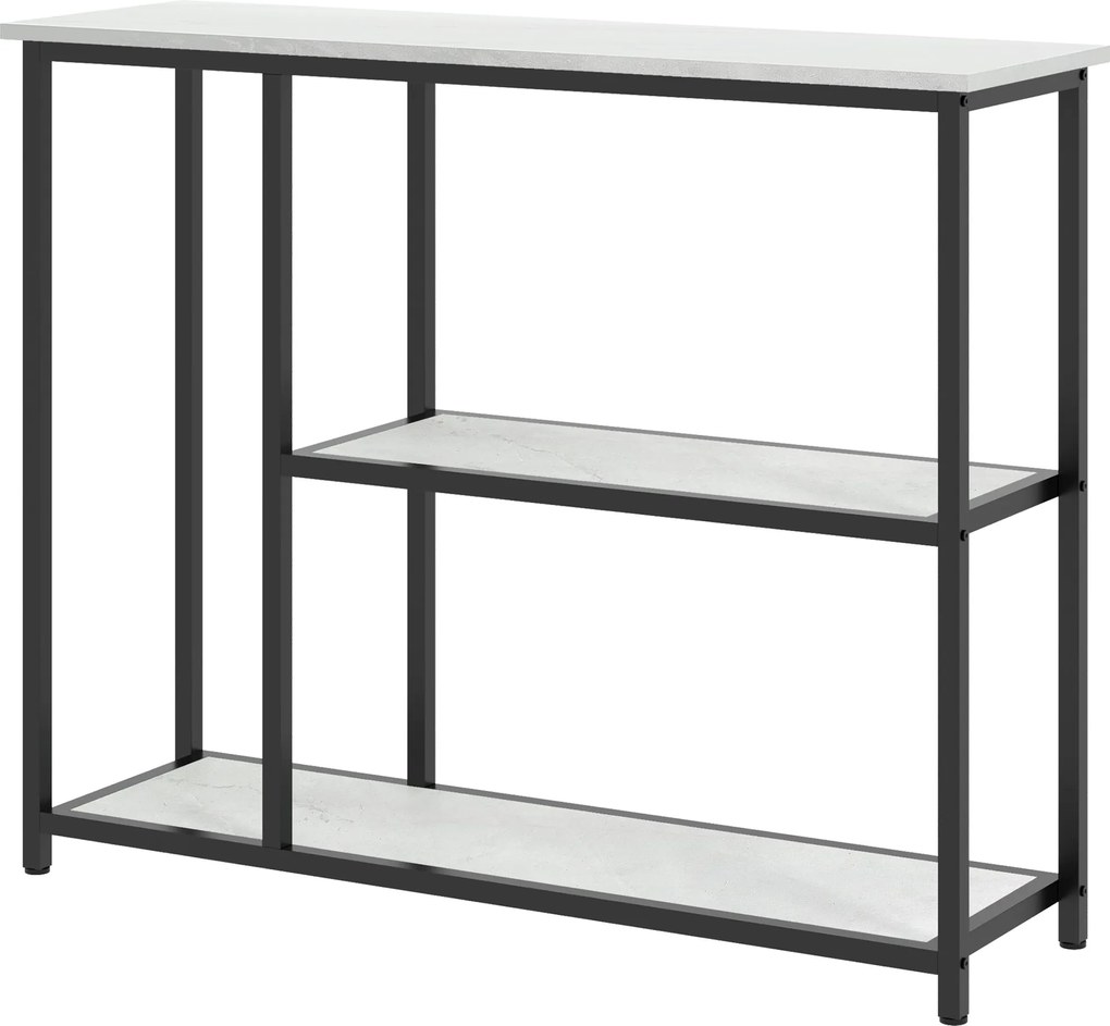 HOMCOM Konzolasztal, Előszobás Asztal 3 Polccal, 100 x 30 x 80 cm, Oldalas Asztal, Kis Kiállító Asztal Kisebb Terekhez, Előszoba, Folyosó, Nappali, Há