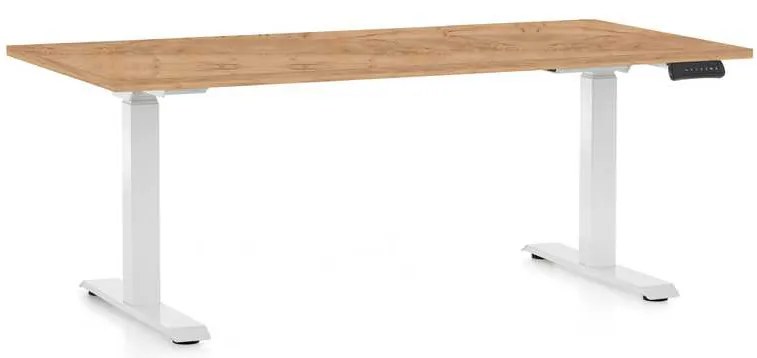 OfficeTech C állítható magasságú asztal, 160 x 80 cm, fehér alap, craft tölgy