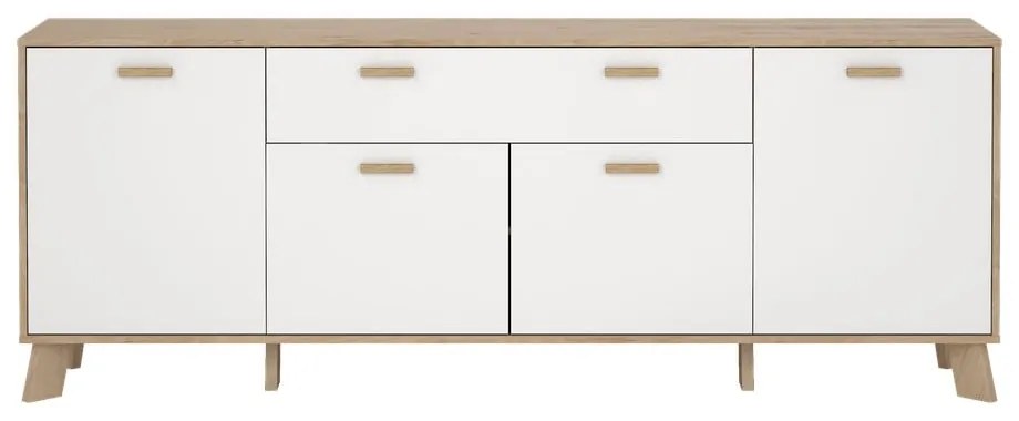 Fehér-natúr színű komód tölgyfa dekorral 196x73x39 cm Ikast – Tvilum