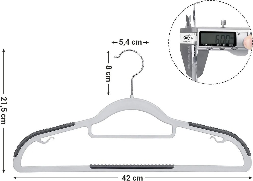 Csúszásmentes ruhaakasztók 30 db, 42 cm széles