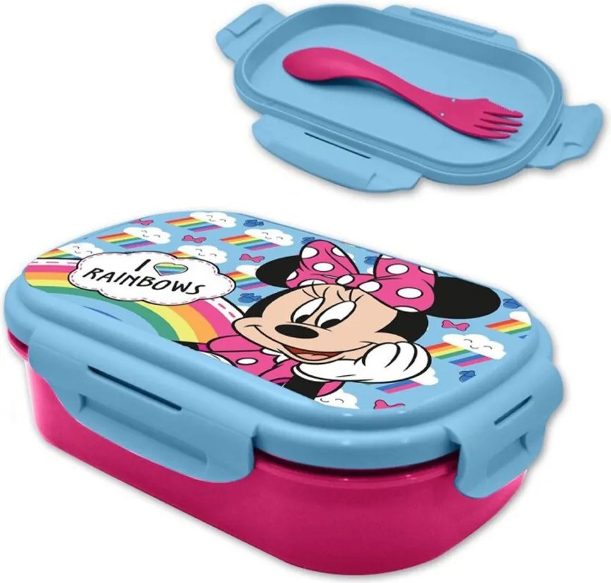 Disney Minnie Rainbows szendvicsdoboz + evőeszköz szett