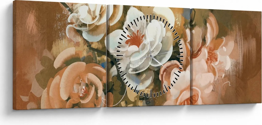 Kép - Festett csokor virág (órával) (90x30 cm)