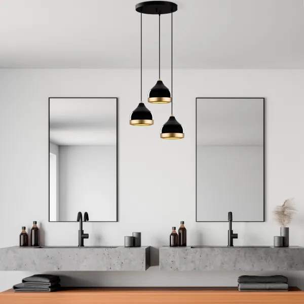 Kábeles csillár YILDO 3xE27/40W/230V fekete/arany