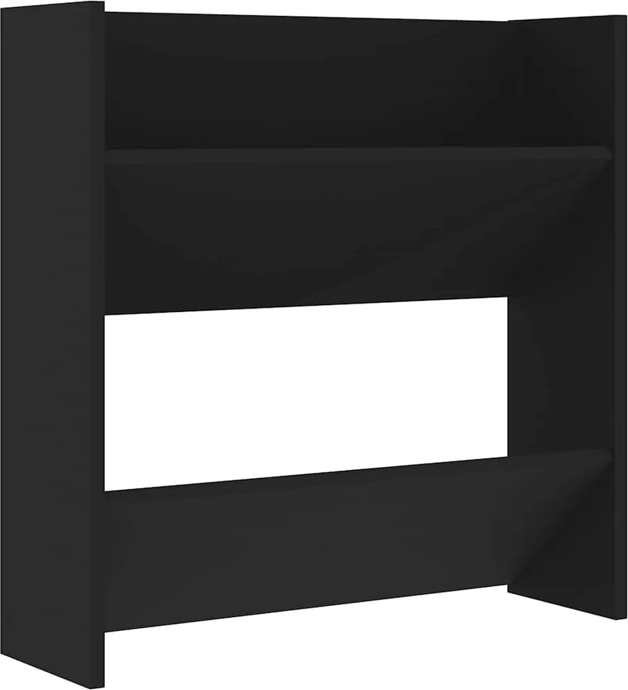 vidaXL fekete szerelt fa fali cipősszekrény 60 x 18 x 60 cm