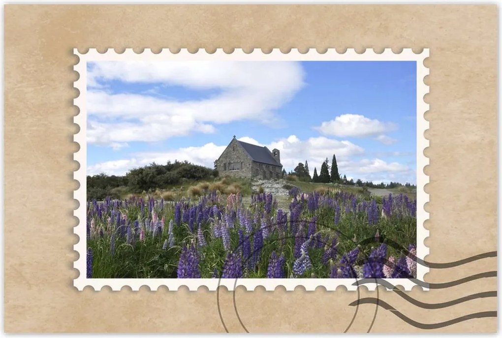 Poszterek 90x60 Lila virágok domb