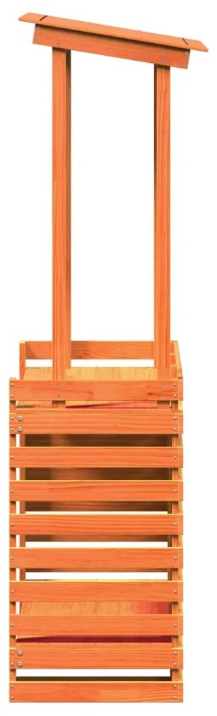 viaszbarna kültéri tömör fa bárasztal tetővel 112,5x57x195,5 cm